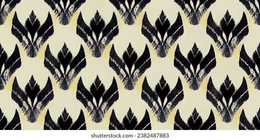 Ikat pattern. Ethnic tribal, boho colors seamless wallpaper.  Ethnic Ikat abstract background art.Illustration for greeting cards, printing and other design project.