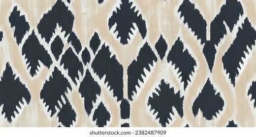 Ikat pattern. Ethnic tribal, boho colors seamless wallpaper.  Ethnic Ikat abstract background art.Illustration for greeting cards, printing and other design project.