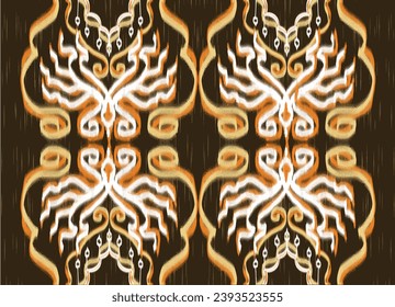  Ikat pattern fabric white cream orange Abstract Aztec symbol illustration geometric shape vector pattern Ethic nature native tribal work background backdrop wallpaper print textile clothing fashion 