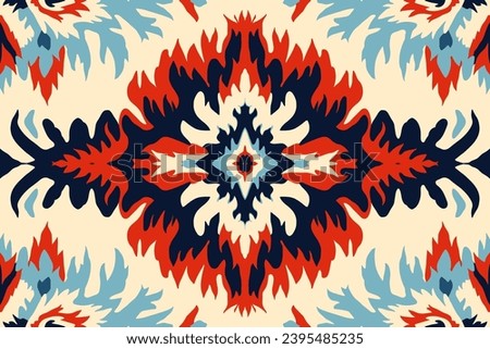 Ikat pattern, Features distinct styles, varying across regions from Turkmenistan to Tajikistan