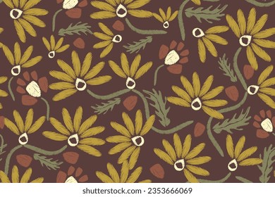 Ikat pattern floral embroidery background, flower motifs seamless pattern. Ethnic oriental pattern traditional.Aztec style abstract pattern vector illustration. Design for texture,fabric,clothing,rug.
