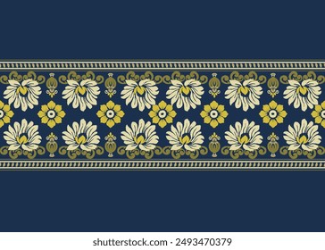 Ikat pattern floral traditional border, abstract,ethnic, aztec, tribal, illutration vector design