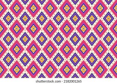 

Ikat pattern . Geometric chevron abstract illustration, wallpaper. Tribal ethnic vector texture. Aztec style. Folk embroidery. Indian, Scandinavian, African rug.design for carpet,sarong and batik.