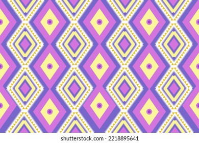 Ikat pattern . Geometric chevron abstract illustration, wallpaper. Tribal ethnic vector texture. Aztec style. Folk embroidery. Indian, Scandinavian, African rug.design for carpet,sarong
,purple pastel