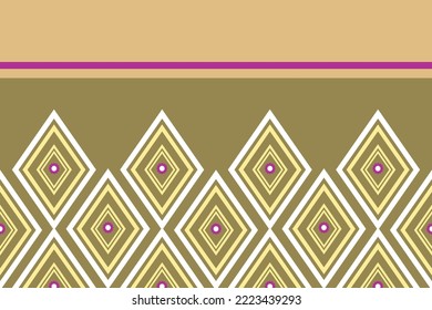 Ikat pattern . Geometric chevron abstract illustration, wallpaper. Tribal ethnic vector texture. Aztec style. Folk embroidery. Indian, Scandinavian, African rug.design for carpet,sarong  ,yellow 