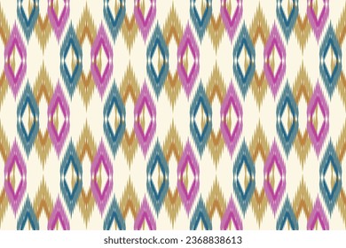 Ikat pattern . Geometric chevron abstract illustration, wallpaper. Tribal ethnic vector texture. Aztec style. Folk embroidery. Indian, Scandinavian, African rug.design for carpet,sarong  