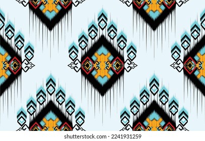 Ikat pattern. Geometric ethnic pattern African,American, western,Pakistan,Asia,Aztec motif textile and bohemian.design for background, wallpaper,carpet print, fabric, batik,tile. Ikat paisley vector. 