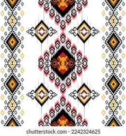 Ikat pattern. Geometric ethnic pattern African,American, western,Pakistan,Asia,Aztec motif textile and bohemian.design for background, wallpaper,carpet print, fabric, batik,tile. Ikat paisley vector. 