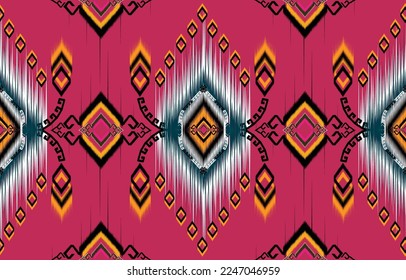 Patrón de Ikat. Patrón geométrico étnico africano, americano, occidental, pakistaní, asiático, azteca, textil y bohemio.diseño para fondo, papel pintado, alfombras, tela, batik, azulejos. Vector paisley Ikat. 