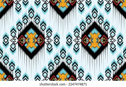 Patrón de Ikat. Patrón geométrico étnico africano, americano, occidental, pakistaní, asiático, azteca, textil y bohemio.diseño para fondo, papel pintado, alfombras, tela, batik, azulejos. Vector paisley Ikat. 