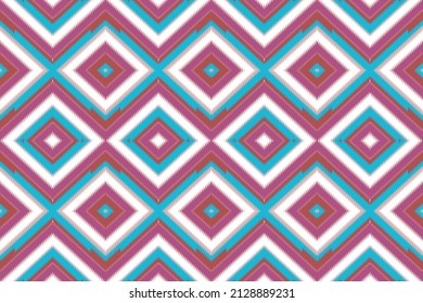 Ikat pattern geometric ethnic oriental pattern traditional. Design for tapestry,background,rug,carpet,wallpaper,clothing,wrapping,batik,fabric,Vector illustration embroidery style. Ikat pattern