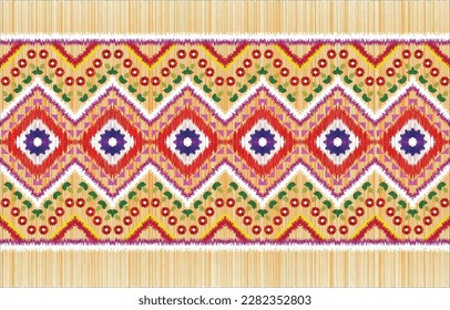 Ikat pattern Geometric ethnic oriental  traditional Design for background,carpet,wallpaper,clothing,wrapping,Batik,fabric,Vector illustration.embroidery style.