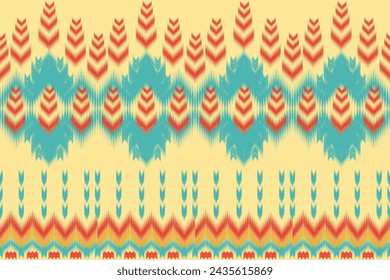 ikat pattern with a geometric flower design blue orange yellow design for print textile carpet