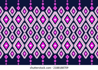 Ikat pattern geometric style . Aztec tribal abstract modern print. Ethnic Vector for Textile, Wallpaper, Home decor, Apparel, Carpet,Curtains-Bedding-Pillows. Background blue on Thai fabric design
