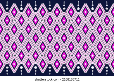 Ikat pattern geometric style . Aztec tribal abstract modern print. Ethnic Vector for Textile, Wallpaper, Home decor, Apparel, Carpet,Curtains-Bedding-Pillows. Background blue on Thai fabric design
