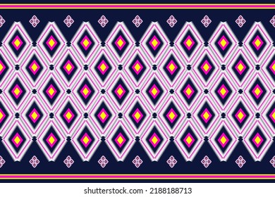 Ikat pattern geometric style . Aztec tribal abstract modern print. Ethnic Vector for Textile, Wallpaper, Home decor, Apparel, Carpet,Curtains-Bedding-Pillows. Background blue on Thai fabric design
