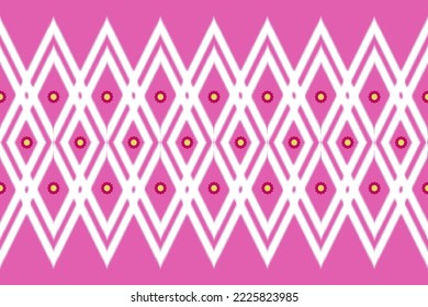 Ikat pattern geometric style . Aztec tribal abstract modern print. Ethnic Vector for Textile, Wallpaper, Home decor, Apparel, Carpet,Curtains-Bedding-Pillow. Background pink on flower red daisy fabric