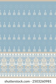 Ikat pattern hand drawn Blue and white tone, Motif ethnic  floral seamless textil,  embroidery, print striped ornament floral, pattern, design for wrapping, silk, scarf, background, textile