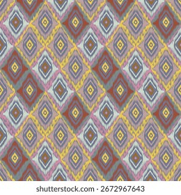 Ikat pattern hand drawn Brown tone, Motif ethnic floral seamless textil, embroidery, print striped ornament floral, pattern, design for wrapping, silk, scarf, background, textile
