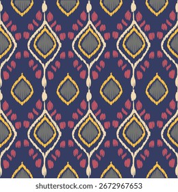 Ikat pattern hand drawn Brown tone, Motif ethnic floral seamless textil, embroidery, print striped ornament floral, pattern, design for wrapping, silk, scarf, background, textile