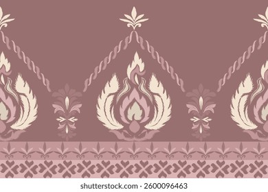 Ikat pattern hand drawn dark pink tone, Motif ethnic  floral seamless textil,  embroidery, print striped ornament floral, pattern, design for wrapping, silk, scarf, background, textile
