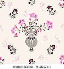 Ikat pattern hand drawn, Earth tone, Motif ethnic  floral seamless textil,  embroidery, print striped ornament floral, pattern, design for wrapping, silk, scarf, background, textile