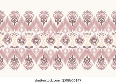 Ikat pattern hand drawn, Earth tone, Motif ethnic  floral seamless textil,  embroidery, print striped ornament floral, pattern, design for wrapping, silk, scarf, background, textile