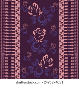 Patrón de Ikat dibujado a mano, Motivo étnico floral sin costuras textil, bordado, estampado a rayas 
adorno floral, patrón, diseño para envoltura, seda, bufanda, fondo, textil, 