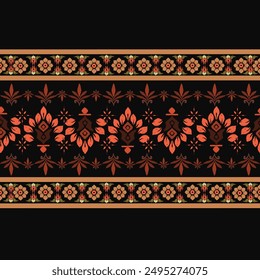 Ikat pattern hand drawn, Motif ethnic  floral seamless textil,  embroidery, print striped 
ornament floral, pattern, design for wrapping, silk, scarf, background, textile, 