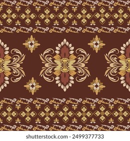 Ikat pattern hand drawn, Motif ethnic  floral seamless textil,  embroidery, print striped ornament floral, pattern, design for wrapping, silk, scarf, background, textile