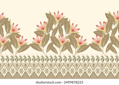 Ikat pattern hand drawn, Motif ethnic  floral seamless textil,  embroidery, print striped ornament floral, pattern, design for wrapping, silk, scarf, background, textile