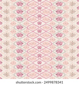 Ikat pattern hand drawn, Motif ethnic  floral seamless textil,  embroidery, print striped ornament floral, pattern, design for wrapping, silk, scarf, background, textile