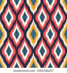 Ikat pattern hand drawn, Motif ethnic  floral seamless textil,  embroidery, print striped ornament floral, pattern, design for wrapping, silk, scarf, background, textile
