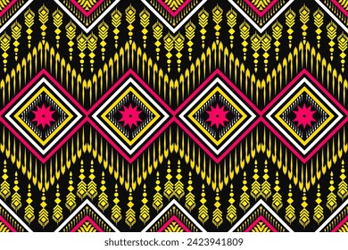 Ikat pattern native pattern black traditional sarong pattern Abstract Geometric Triangular squares lined up at the bottom black gold color Design for textiles prints fabric patterns carpets