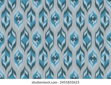 Ikat pattern on grey background.Green diamond shape pattern.Horizontal pattern.Zigzag.Geometric shape.DIgital design.Ethnic.Illustration.Modern.Design for rug.Blanket.Dress.Printing.Tablecloth.Knit.