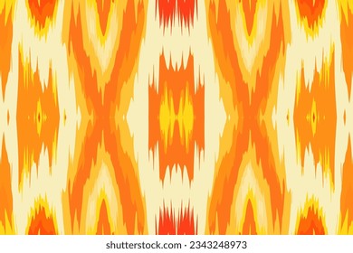Patrón de ikat en los patrones étnicos naranja y amarillo. Antiguo folclórico tradicional ornamentado elegante fondo de lujo. Diseño de impresión para textura de tela textil fondo de fondo de papel tapiz.