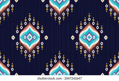 Ikat pattern seamless pattern. Aztec fabric carpet mandala ornament boho chevron textile decoration wallpaper. Tribal turkey African Indian traditional embroidery vector illustrations background.