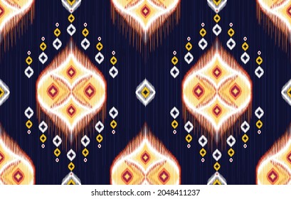 Ikat pattern seamless pattern. Aztec fabric carpet mandala ornament boho chevron textile decoration wallpaper. Tribal turkey African Indian traditional embroidery vector illustrations background.