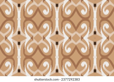 Ikat pattern seamless brown vector background Aztec Tribal traditional Ethnic Art design for print fabric saree silk scarf 