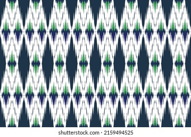 Ikat pattern seamless design. Ethnic Aztec fabric carpet rog ornament native boho African American textile wallpaper decoration. Geometric line texture vector illustrations.