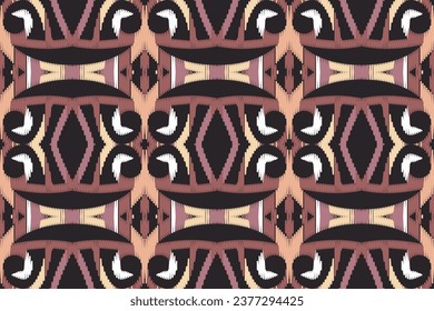 Ikat pattern seamless digital textile black brown dark colour vector background Aztec Tribal traditional Ethnic Art design for print fabric saree silk scarf 