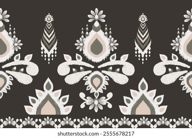 Ikat pattern for seamless ethnic art in tribal and folk style. Geometric ornament. Design for fabric,carpet,wallpapaer,clothes,table cloth.  