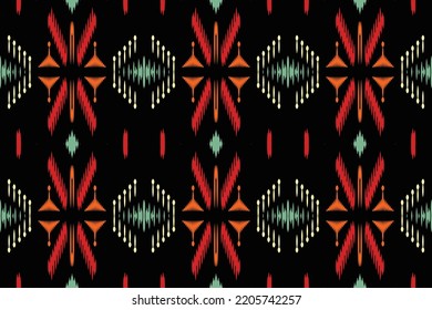 Ikat pattern seamless fabric Prints traditional patterned carpets. Ikat Aztec Design for the creation of this pattern using ikat pattern. Spread in Central Asia and some countries of Philippines
