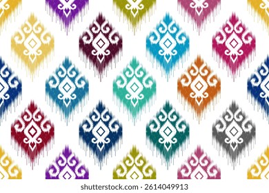 Ikat pattern seamless ,geometric ethnic pattern ,Tribal geometric seamless patterns, ethnic design, hipster backdrop, wallpaper Background, Design curtain, carpet ,fabric ,textile