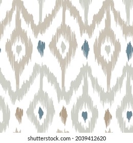 Ikat pattern seamless repeat vintage decor textile design organic hand made batik modern and trendy boho blue brown
