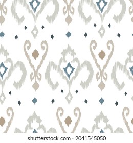 Ikat pattern seamless repeat vintage decor textile design organic hand made batik modern and
trendy boho blue brown