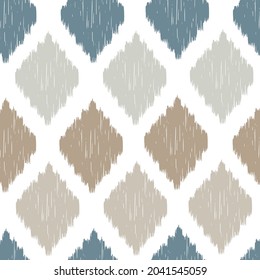 Patrón de Ikat sin fisuras repetido decoración vintage diseño textil biológico batik hecho a mano moderno y
marrón azul de moda