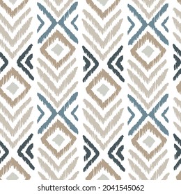 Ikat pattern seamless repeat vintage decor textile design organic hand made batik modern and
trendy boho blue brown