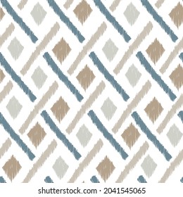 Patrón de Ikat sin fisuras repetido decoración vintage diseño textil biológico batik hecho a mano moderno y
marrón azul de moda