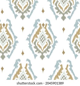 Ikat pattern seamless repeat vintage decor textile design organic hand made batik modern and
trendy boho blue brown